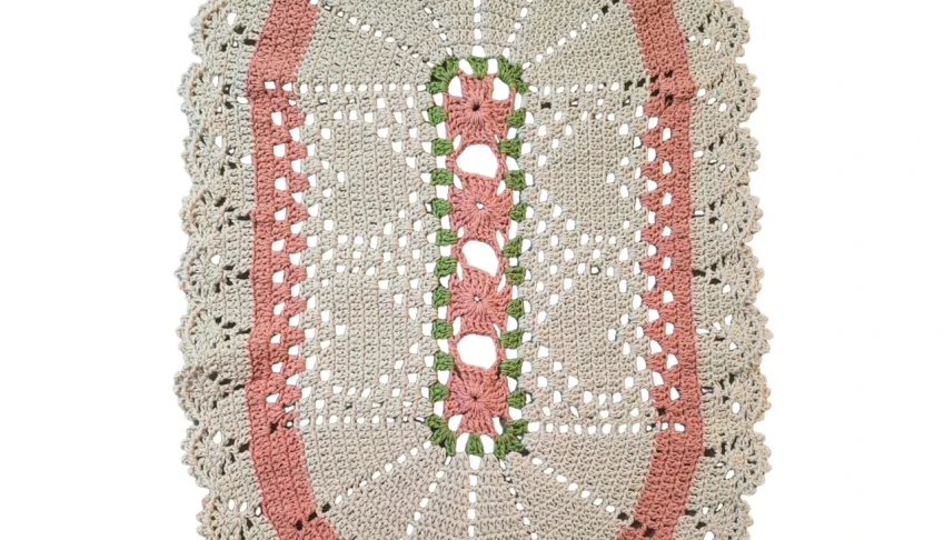 Tapete Floral - 80x48cm - Barbante 85% algodão