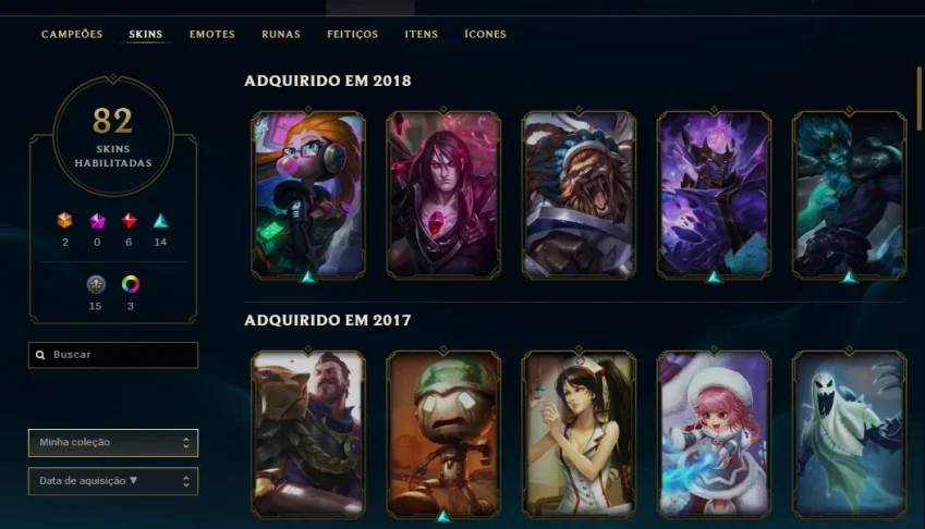 Conta lol todos os campeoes 82 Skins