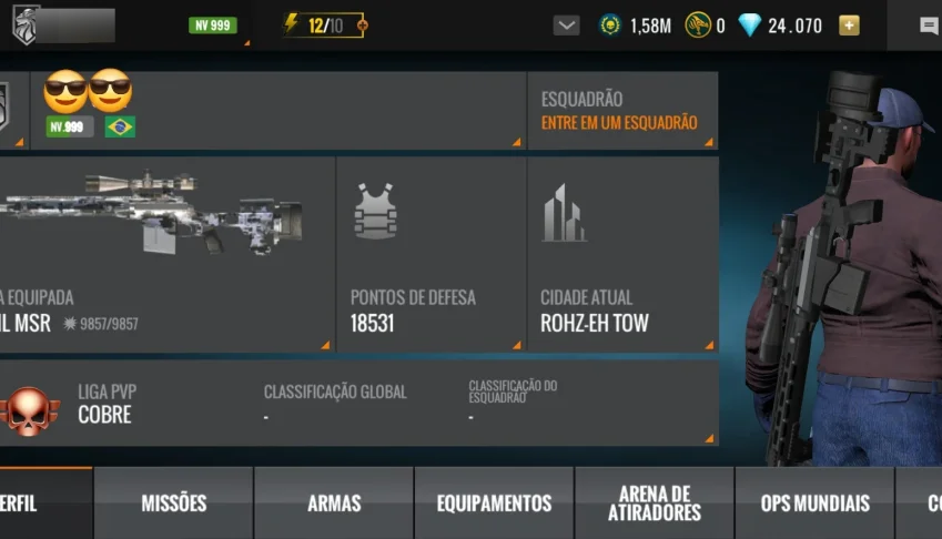 Conta Sniper 3D End-Game | Leão De Prata | Nv 999 | Fuzil Ms