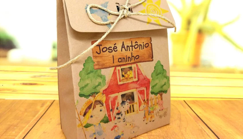 Sacolinha Kraft Fazendinha Personalizada P ou G