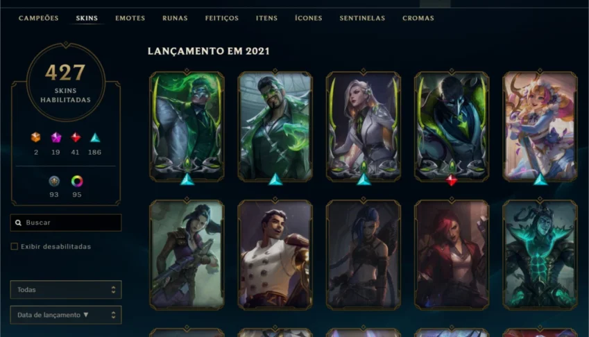 Vendo Conta LoL 427 Skins - Unranked
