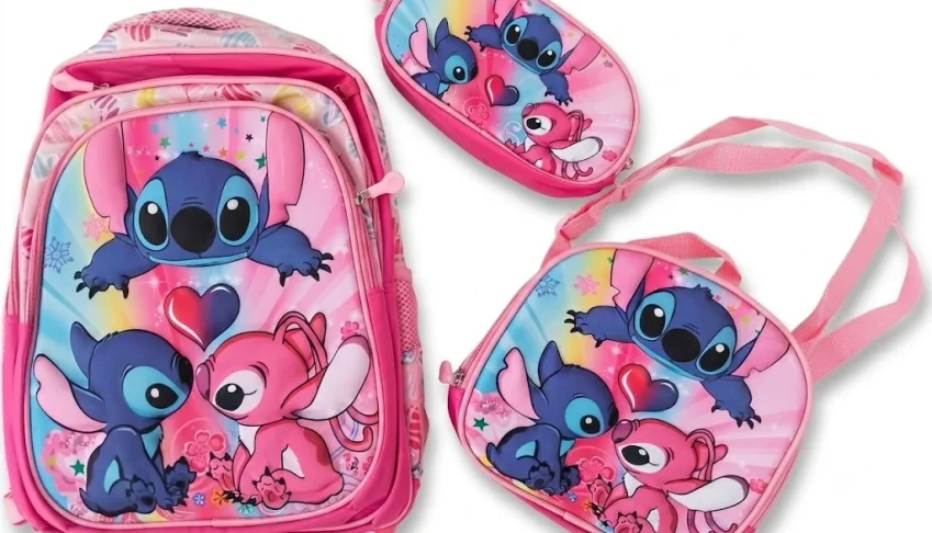 Lindo Kit Mochila Menina Stitch Rosa