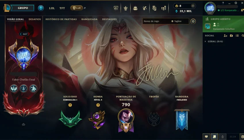 Conta lol - Ahri Imortalizada Autografada pelo Faker
