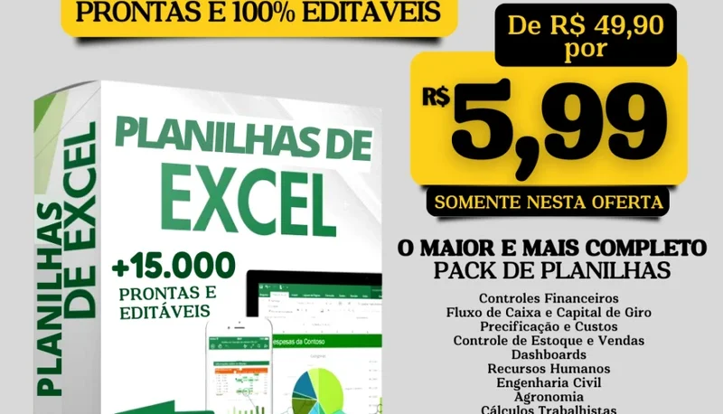 Super Pack +13.000 Planilhas Prontas Editáveis.