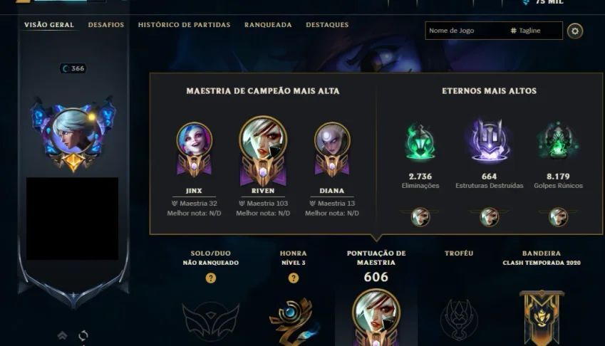 Conta 2014 mono Riven 103 mastery 144 skins todos champ +EA