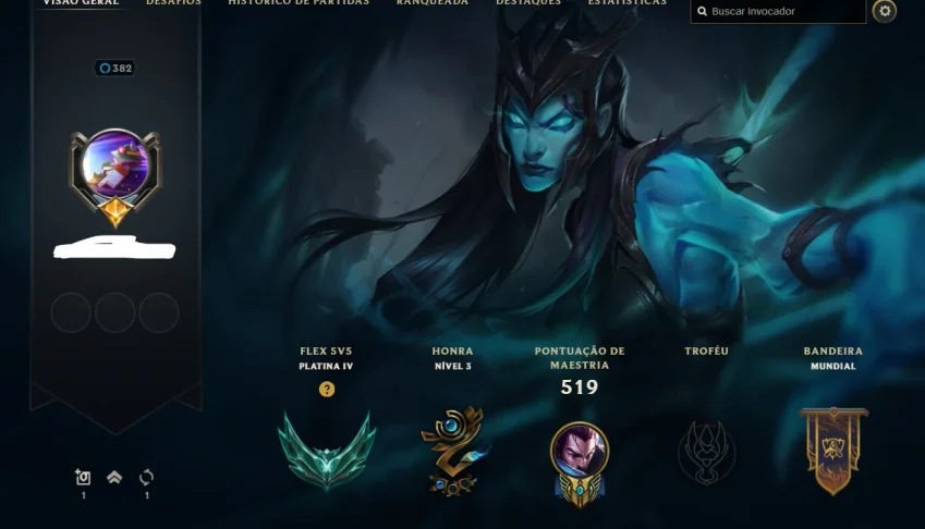 Conta LoL plat 4 flex/prata 2 solo duo 168 skins