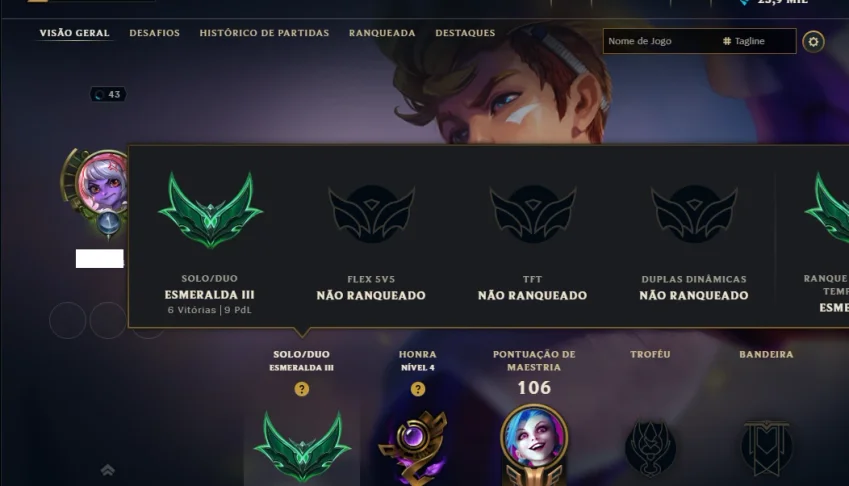 Esmeralda 3 com 55 Champs e 4 Skins ( MONO ADC )