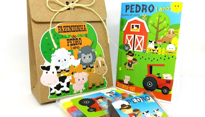 Kit Colorir e Modelar Fazendinha com Sacola Kraft P
