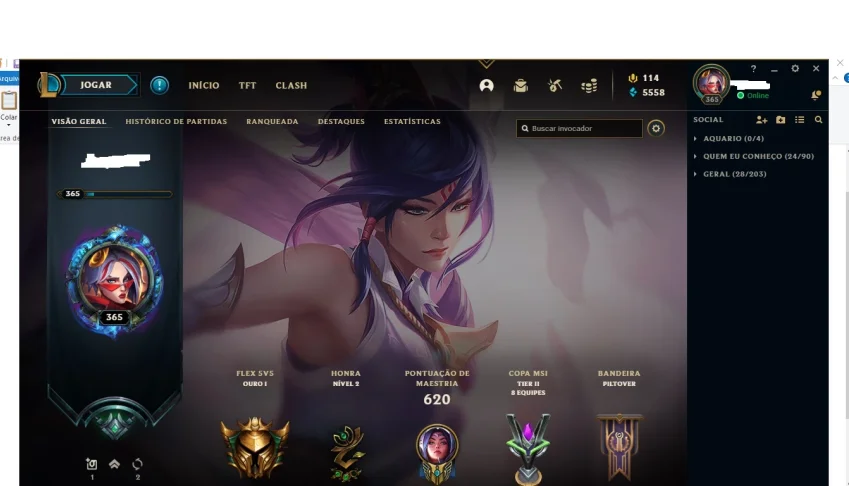 Conta LoL gold 1 platina ultima season