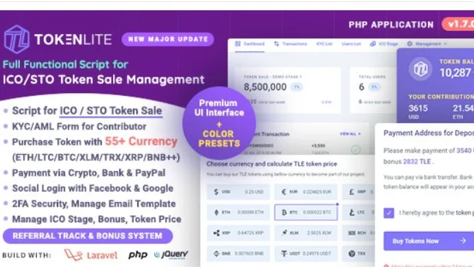 TokenLite – Painel de gerenciamento de venda de tokens