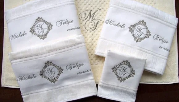 Jogo de 6 Toalhas com Monograma para Casamento