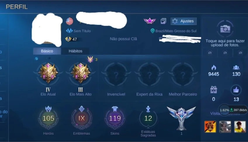 Conta Moba todos os Herói e 119 skins