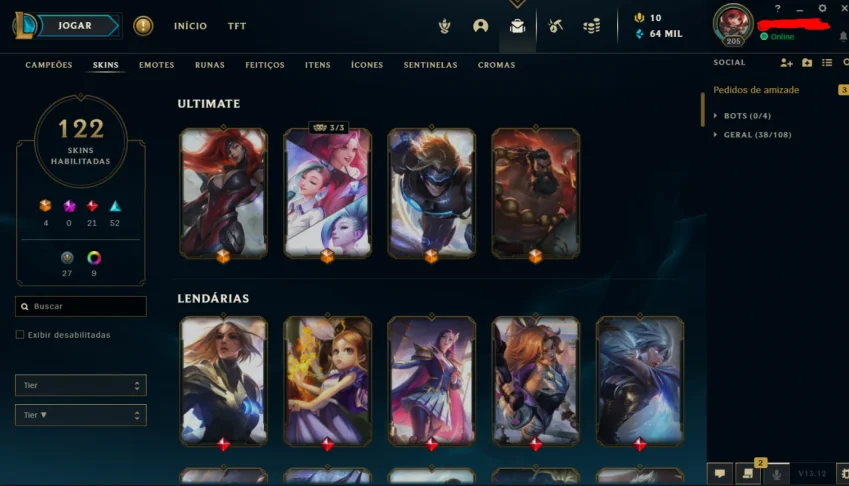 Conta LOL - 122 Skins Bronze 2 + Valorant - 2 Facas, na md5