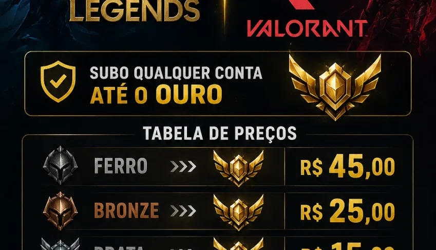 Subo contas de League of legends ou Valorant para o Ouro!