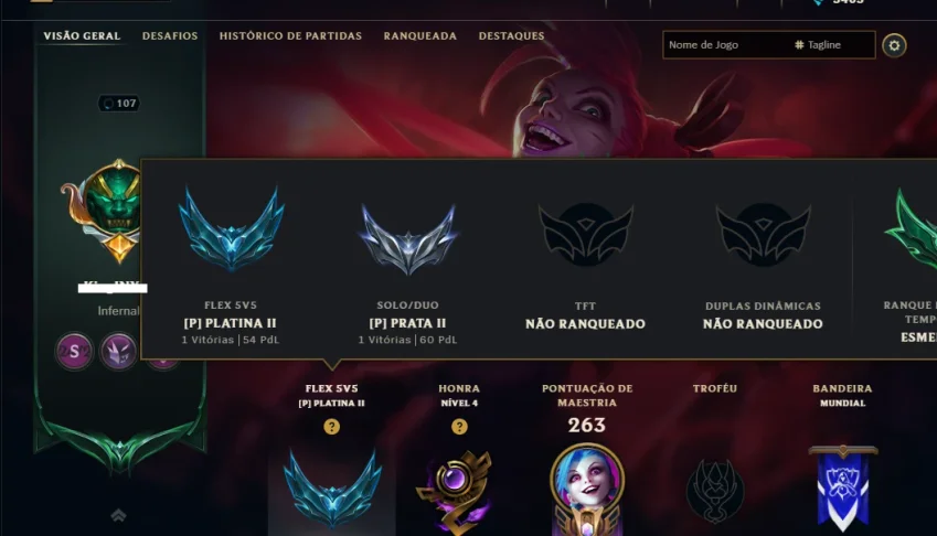 Prata 2 com 120 Champs e 54 Skins ( ADC / MID )