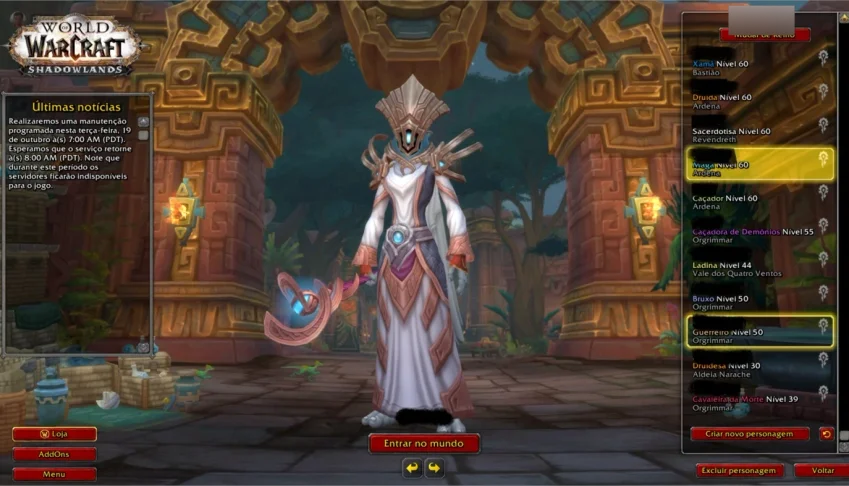 conta world of warcraft jogado desde 2011