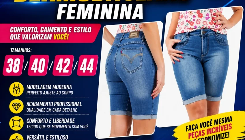 Molde Bermuda Jeans Feminina (38 ao 44)