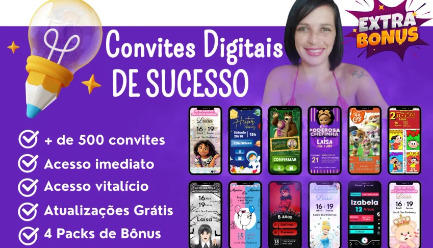 Pack 500 convites digitais infantil