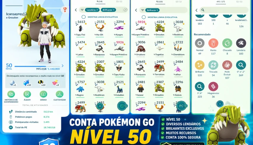Conta Pokemon Go 2016/ Nivel 50/+180 Lendarios/ +130 Shinys
