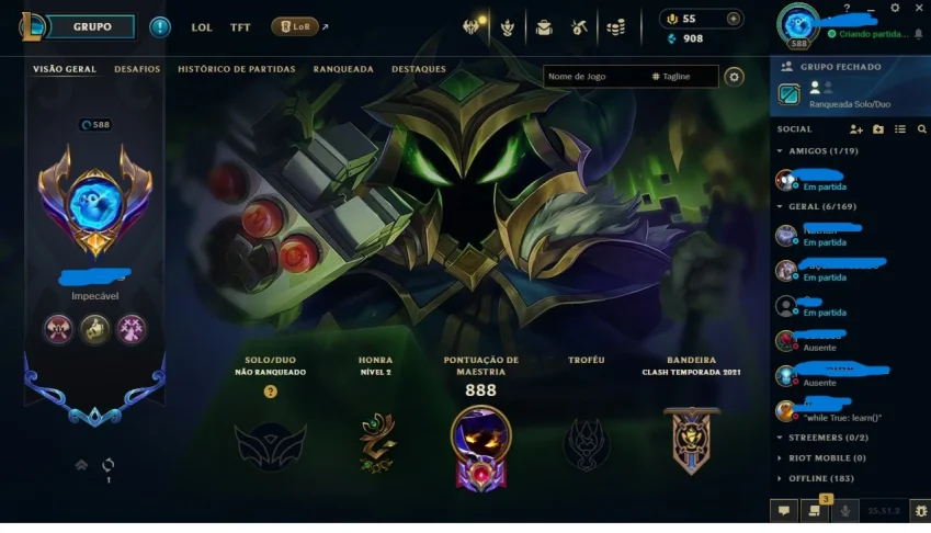 Conta League of Legends lvl 602, preço de desapego.