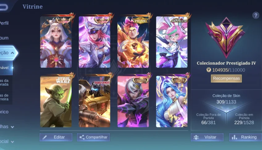 💫 Conta Mobile Legends Com 309 Skins, Varios Recalls Etc