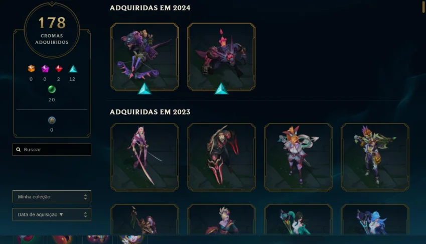 Conta LoL Ex mestre, com skins únicas e 365 skins.