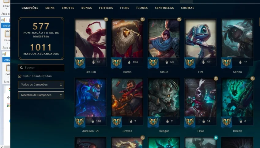 Conta LOL 127 SKINS 54 CROMAS 19 maestrias 7 + VALORANT