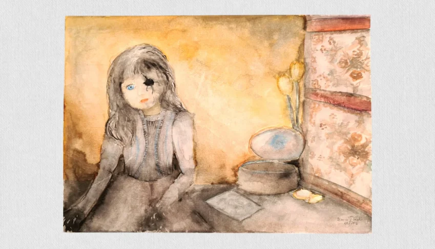 Aquarela Original Boneca A3 - Sem Moldura