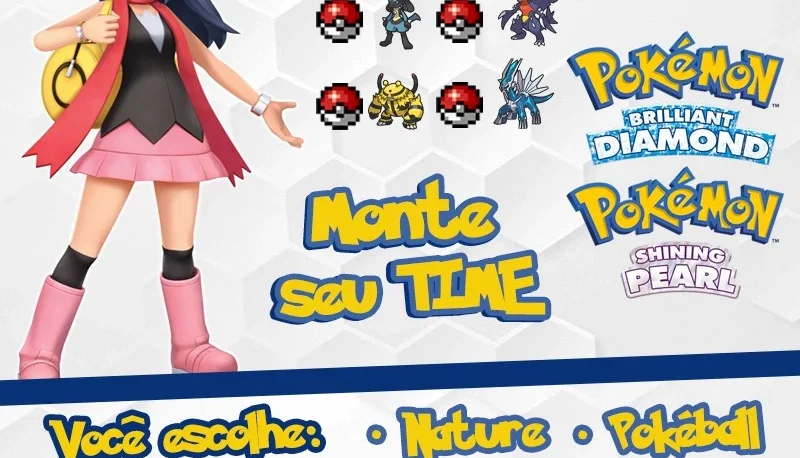6 Pokémon customizados Shiny Monte Seu Time - Diamond Pearl