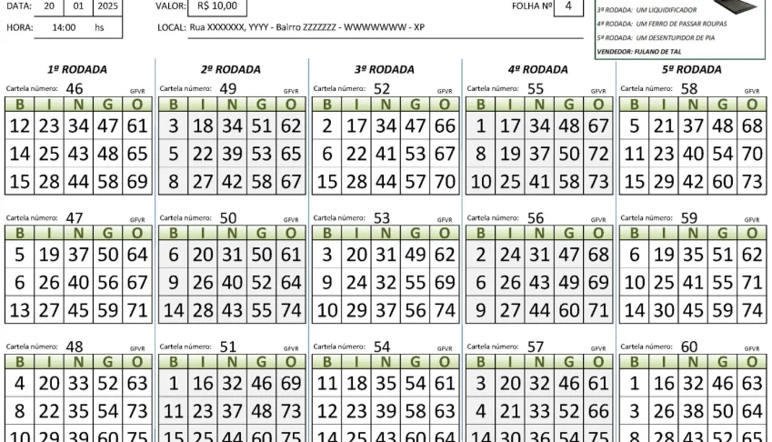 Planilhas Exclusivas Geradoras de Cartelas de Bingo