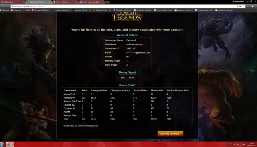 Conta League Of Legends