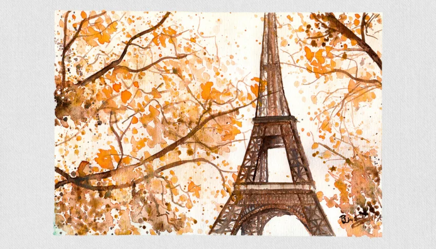 Aquarela Original Paris A4 - Sem Moldura