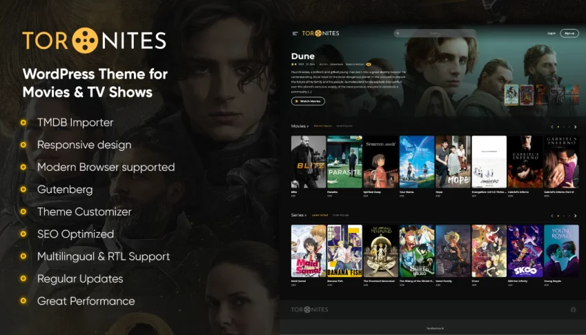 ToroNites - Tema Wordpress Para Site de Filmes e Series.