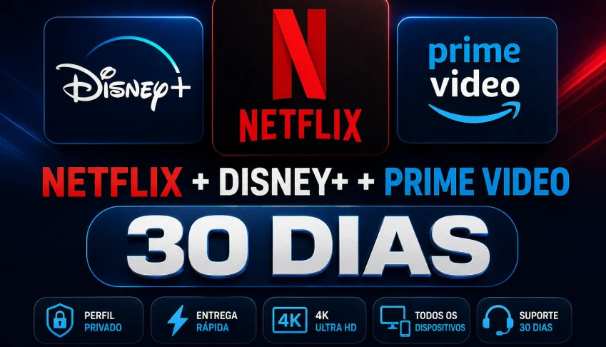 Netflix 4K Privada + Disney Plus + Prime Video