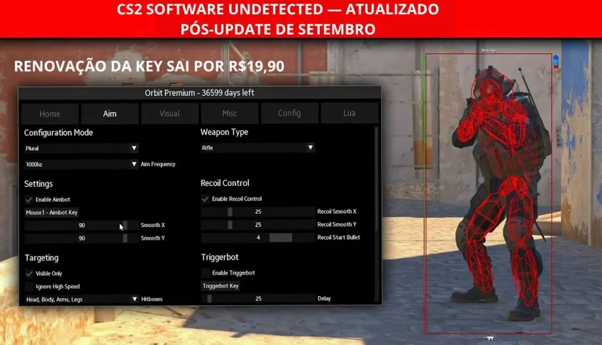 Cs2 Novo Cheat Mensal Update Setembro + Skin Changer