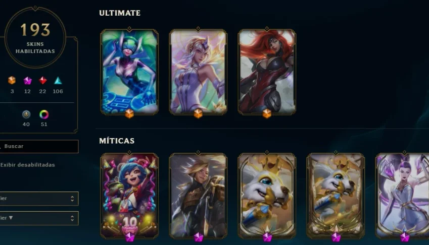 Conta de LOL Muitas Skins
