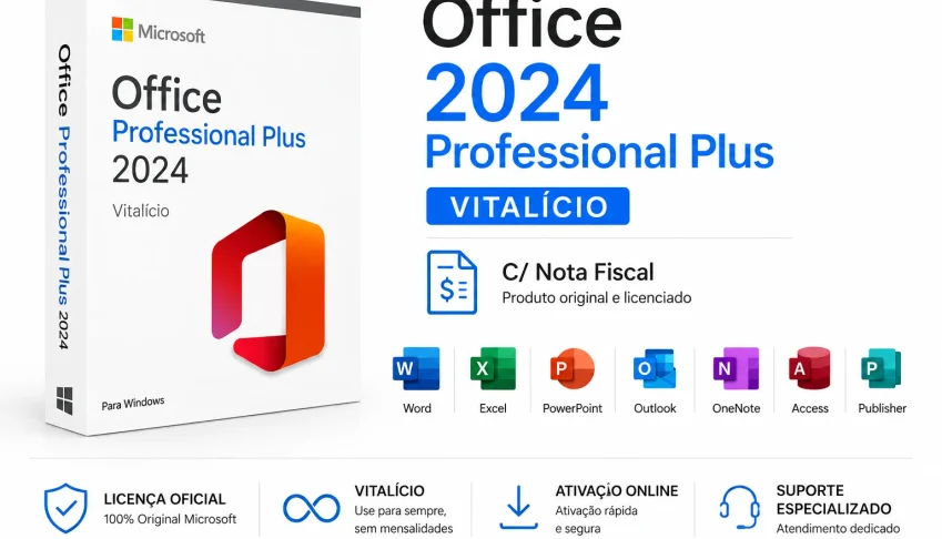 Office 2024 Professional Plus Vitalício – C/ Nota Fiscal