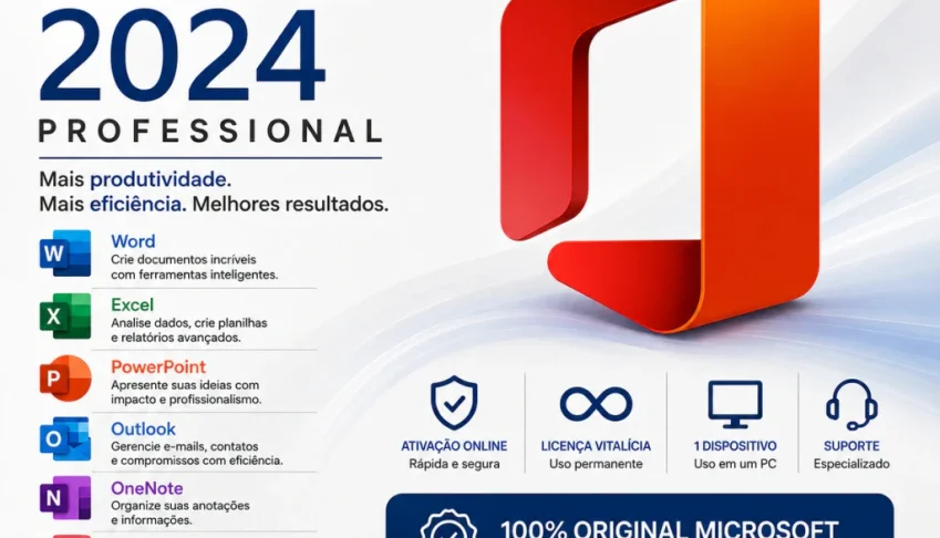 Office 2024 Professional Plus Vitalício – C/ Nota Fiscal