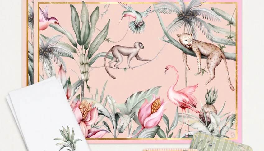 Mesa Coordenada – Kit Selva Tropical Rosa | 36 peças