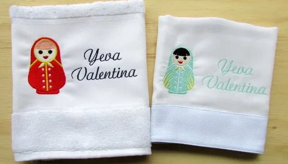 Kit Toalha e Fralda de Boca Bordadas e Personalizadas