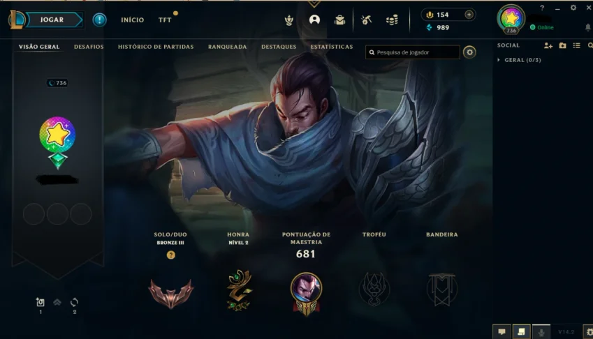 Conta de LoL com quase 10 anos, todos os Campeões