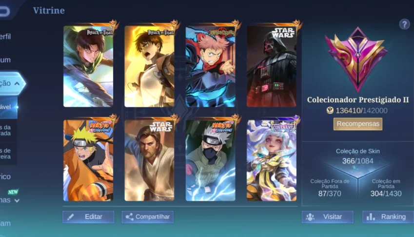 Conta mobile legend top Muitas colab
