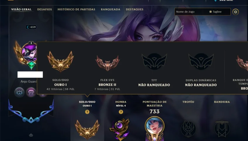 Ouro 1 com TODOS os Champs e 373 Skins ( MONO SUP )
