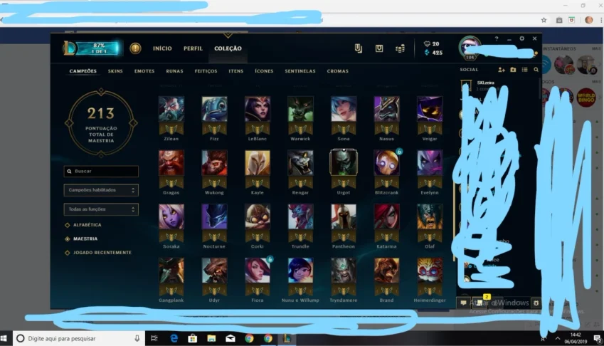 Conta de league of legends LOL