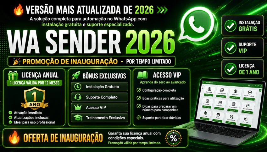 WA Sender 2026 – Versão 6.1.0 | Licença Anual