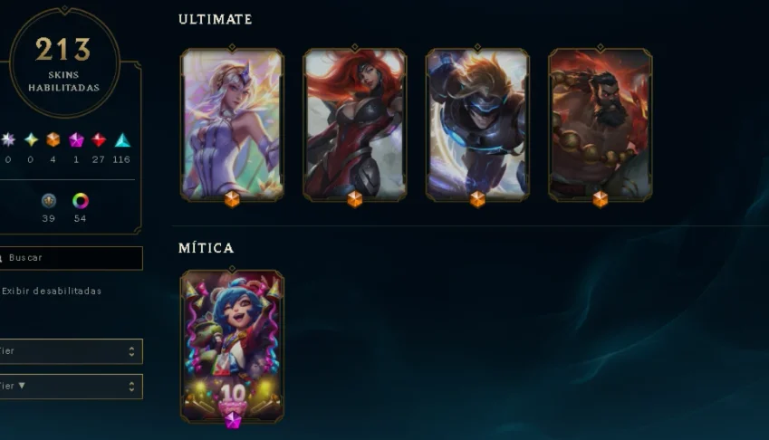 Conta League of Legends LVL 414, 213 skins (c/ skins ultimat