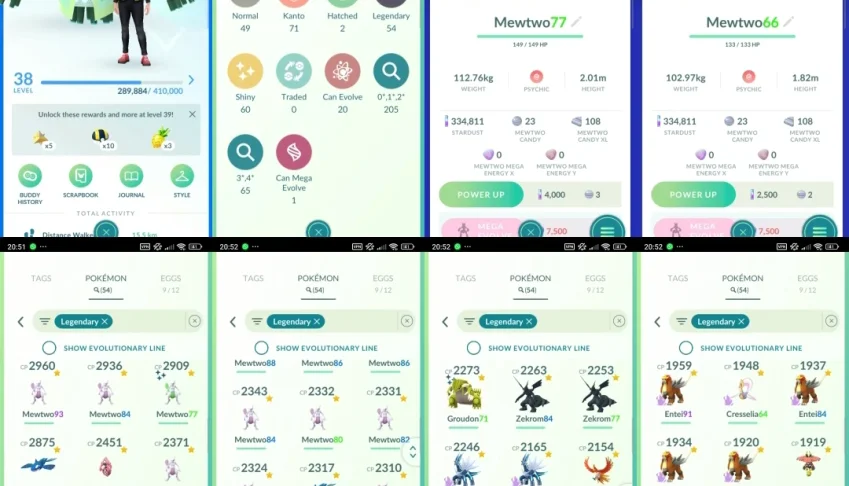 Pokémon GO Nível 38 | 17 Mewtwo + 2 Shiny |54 Lendários Pk27