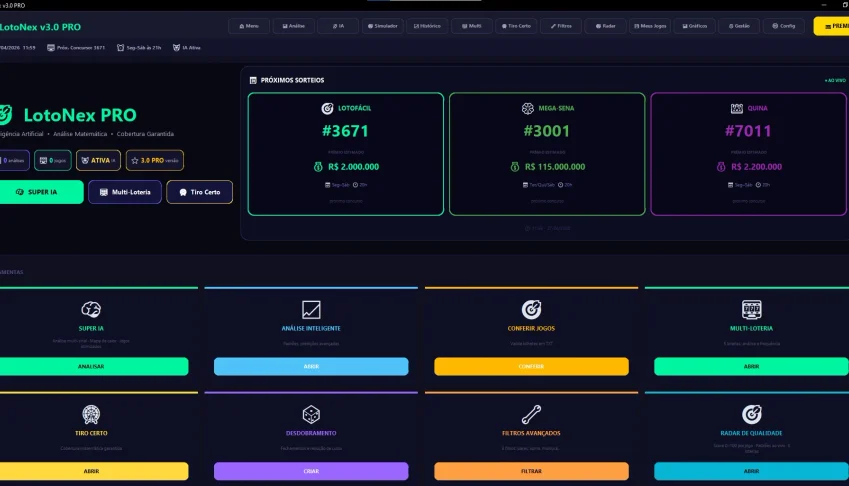 Lotonex Pro, IA para Lotofácil, desdobramento e muito mais!