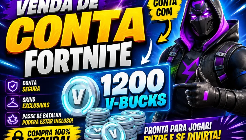 conta com 1200 Vbucks, pra vender hoje!!!