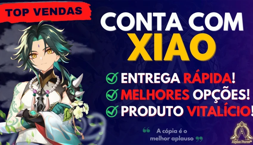 Conta Genshin Impact- Xiao+ Lança de jade+Tumulo do lobo
